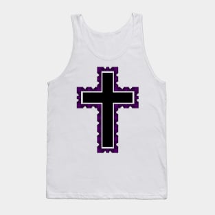 Black Christian Cross With Purple Frame Tank Top